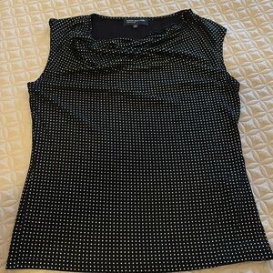 Jones New York Signature Black/Silver Studded,  Cowl Neck Top -Size L